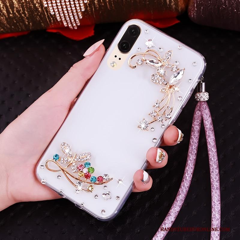 Huawei P20 Hoes Hanger Hemming Met Strass Bescherming Zacht Hoesje Telefoon