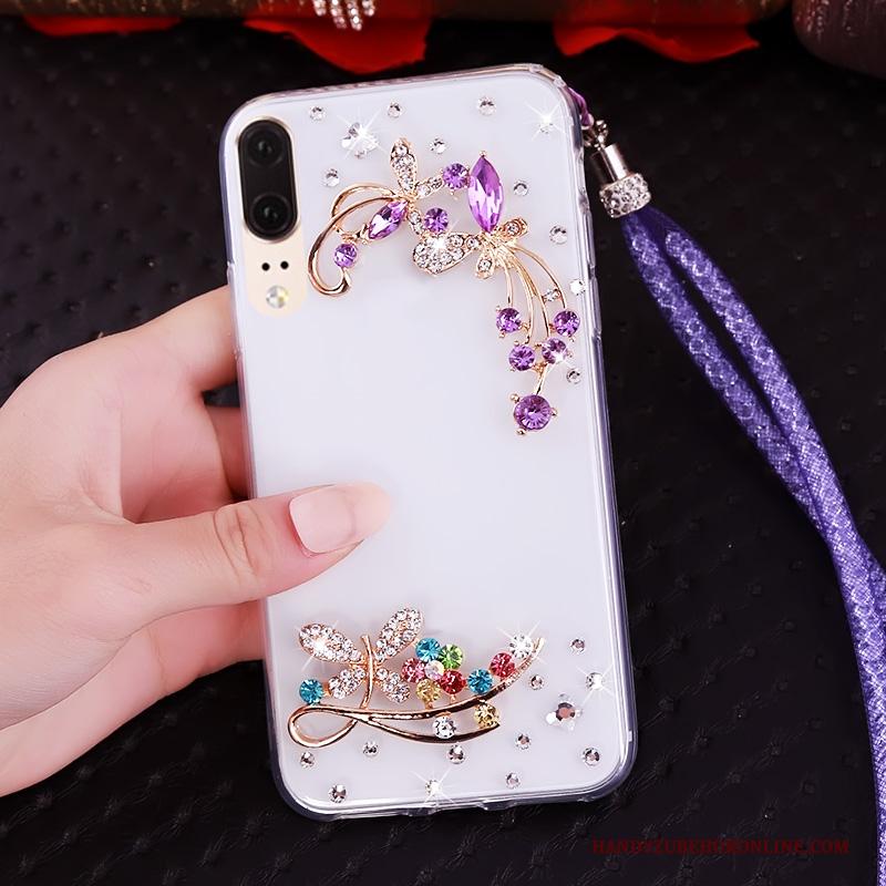 Huawei P20 Hoes Hanger Hemming Met Strass Bescherming Zacht Hoesje Telefoon