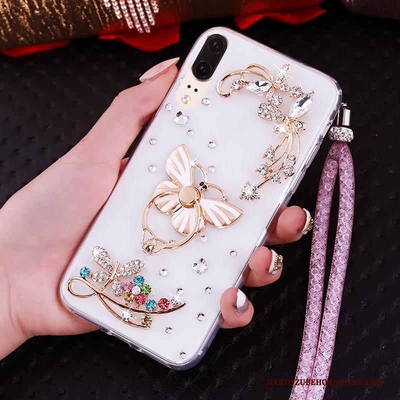 Huawei P20 Hoes Hanger Hemming Met Strass Bescherming Zacht Hoesje Telefoon