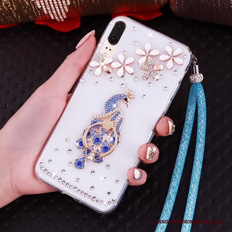 Huawei P20 Hoes Hanger Hemming Met Strass Bescherming Zacht Hoesje Telefoon