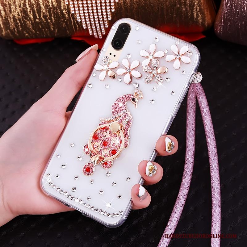 Huawei P20 Hoes Hanger Hemming Met Strass Bescherming Zacht Hoesje Telefoon