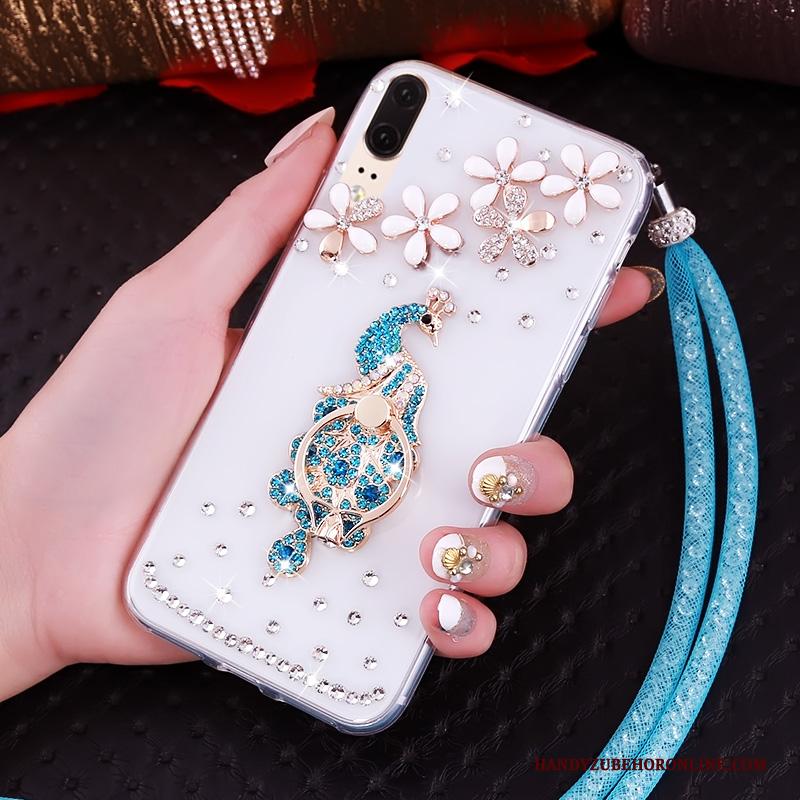 Huawei P20 Hoes Hanger Hemming Met Strass Bescherming Zacht Hoesje Telefoon