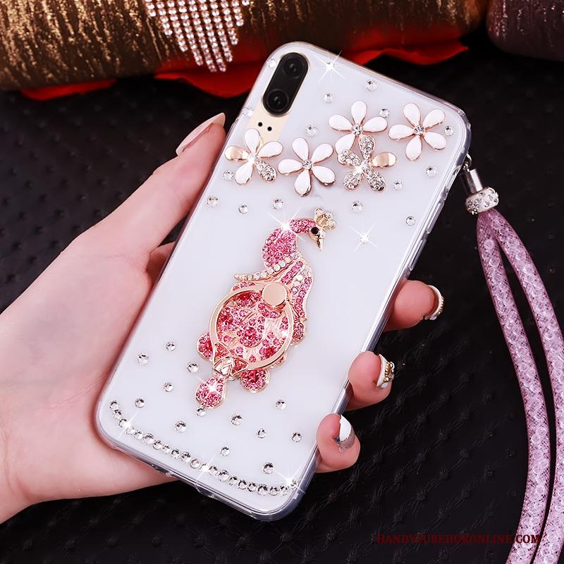 Huawei P20 Hoes Hanger Hemming Met Strass Bescherming Zacht Hoesje Telefoon