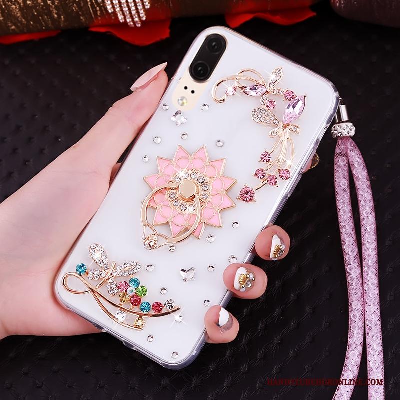 Huawei P20 Hoes Hanger Hemming Met Strass Bescherming Zacht Hoesje Telefoon