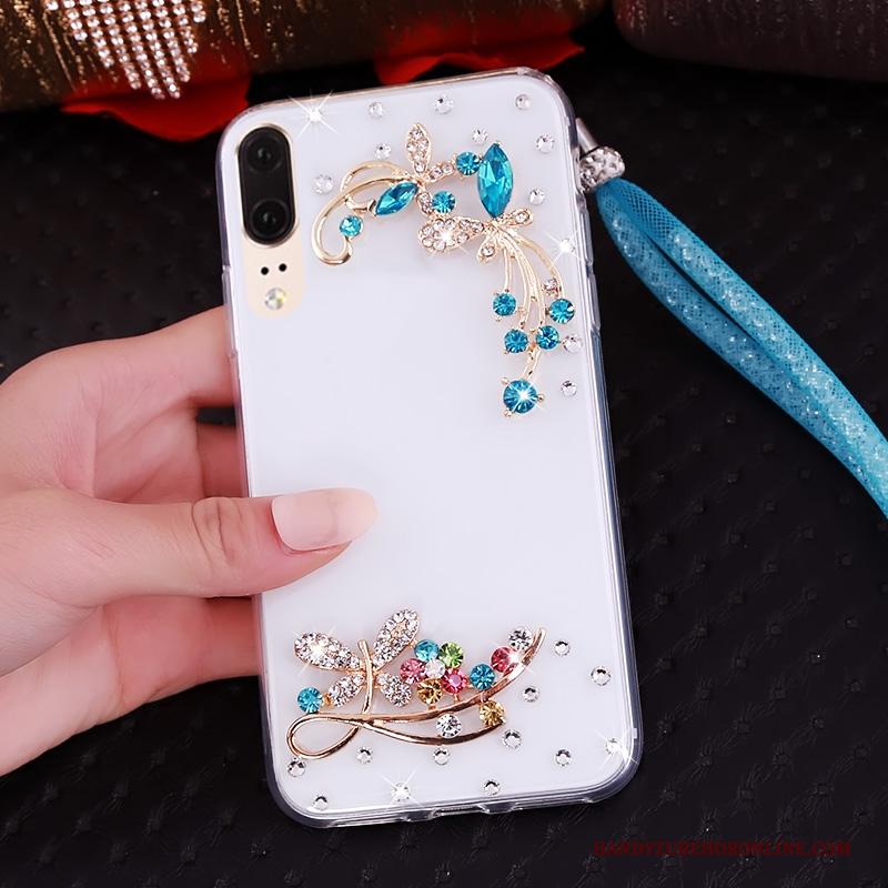 Huawei P20 Hoes Hanger Hemming Met Strass Bescherming Zacht Hoesje Telefoon