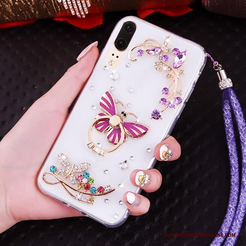 Huawei P20 Hoes Hanger Hemming Met Strass Bescherming Zacht Hoesje Telefoon