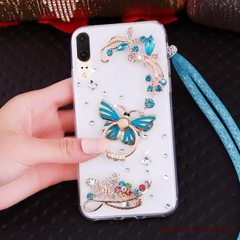 Huawei P20 Hoes Hanger Hemming Met Strass Bescherming Zacht Hoesje Telefoon