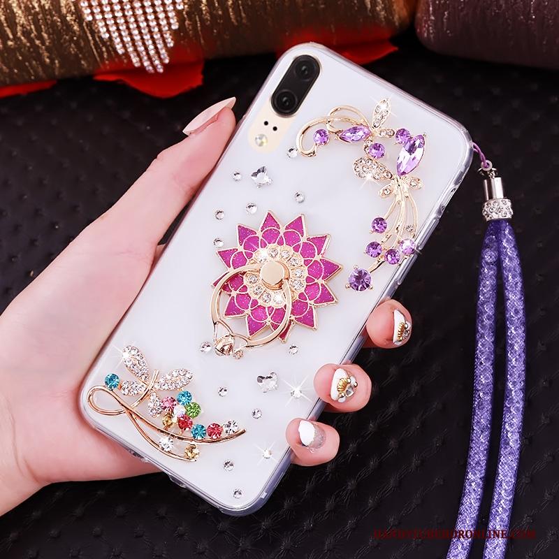 Huawei P20 Hoes Hanger Hemming Met Strass Bescherming Zacht Hoesje Telefoon