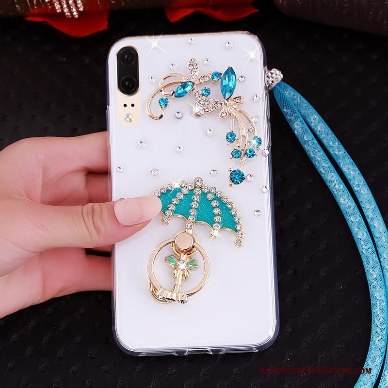 Huawei P20 Hoes Hanger Hemming Met Strass Bescherming Zacht Hoesje Telefoon