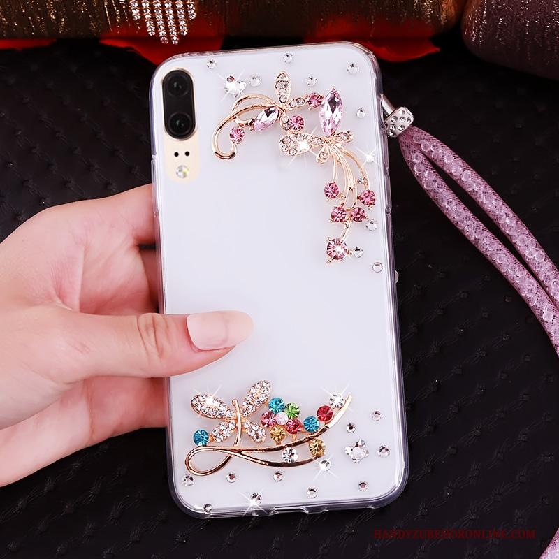 Huawei P20 Hoes Hanger Hemming Met Strass Bescherming Zacht Hoesje Telefoon