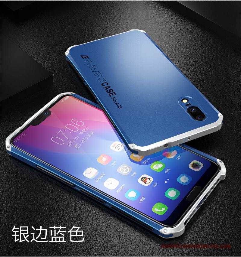 Huawei P20 Hoesje Anti-fall Omlijsting Trend Rood Metaal Siliconen All Inclusive