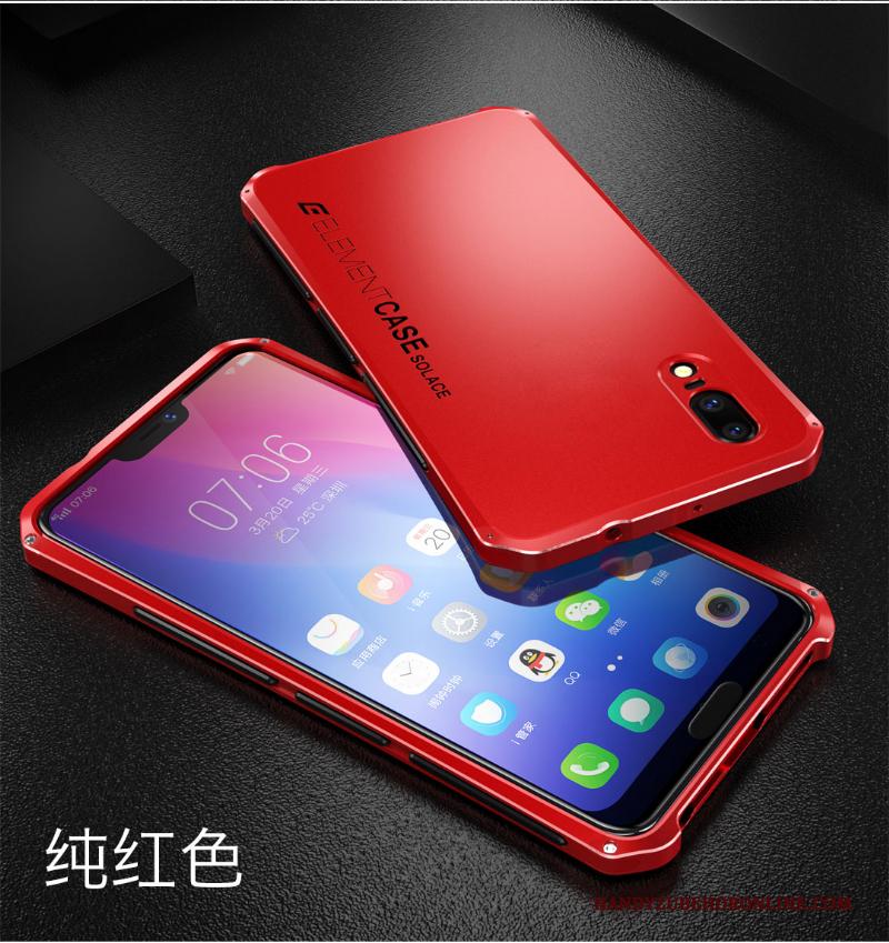 Huawei P20 Hoesje Anti-fall Omlijsting Trend Rood Metaal Siliconen All Inclusive