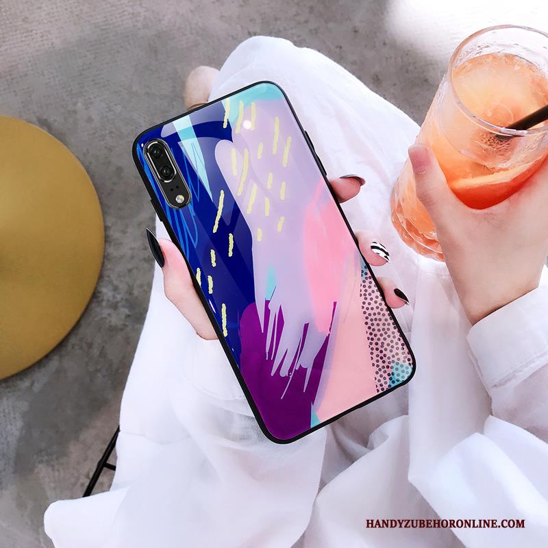 Huawei P20 Hoesje Bescherming Persoonlijk Scheppend Anti-fall Glas Trend Siliconen