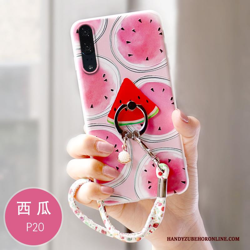 Huawei P20 Hoesje Hoes Schrobben All Inclusive Zacht Siliconen Geel Reliëf