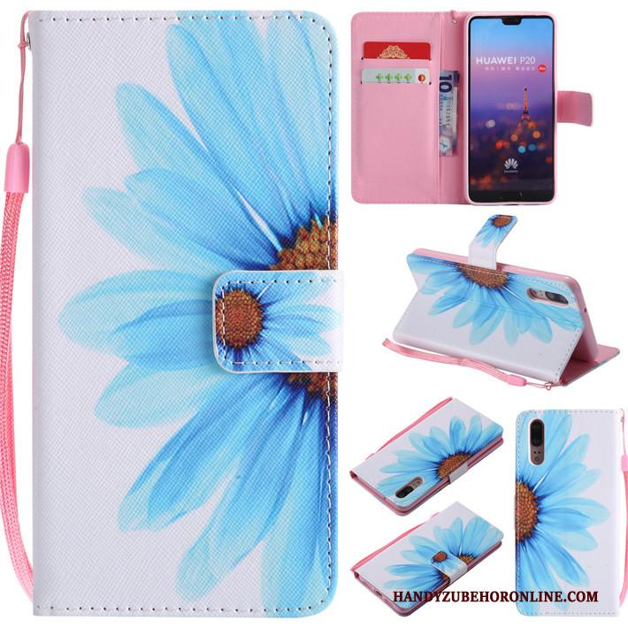 Huawei P20 Hoesje Spotprent All Inclusive Bescherming Leren Etui Rood Clamshell Anti-fall