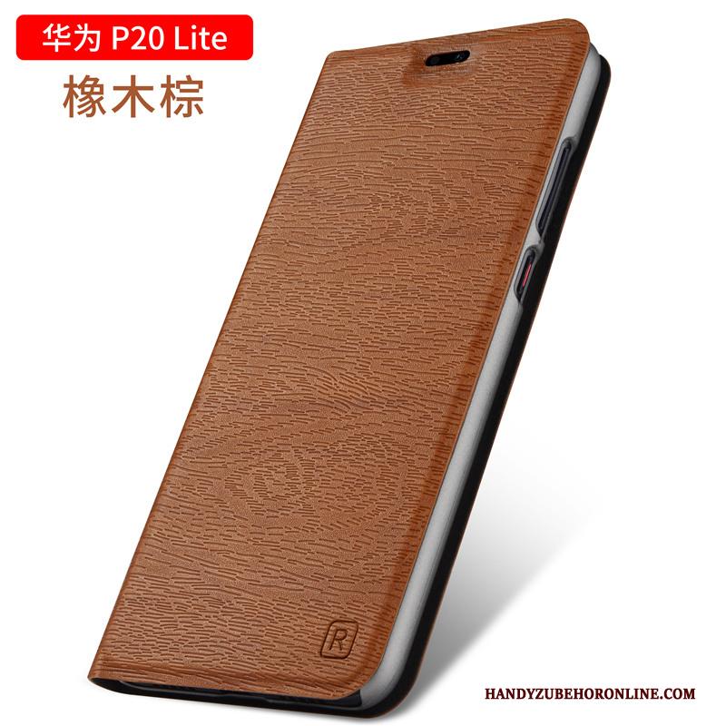 Huawei P20 Lite Hoesje Telefoon Jeugd Clamshell All Inclusive Leren Etui Anti-fall Rood