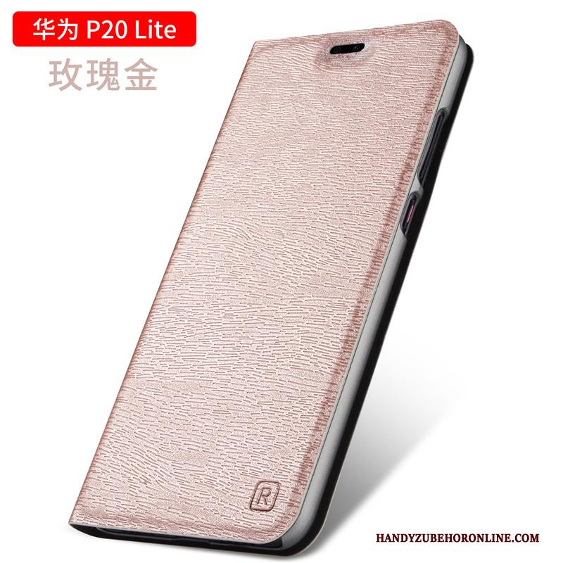 Huawei P20 Lite Hoesje Telefoon Jeugd Clamshell All Inclusive Leren Etui Anti-fall Rood
