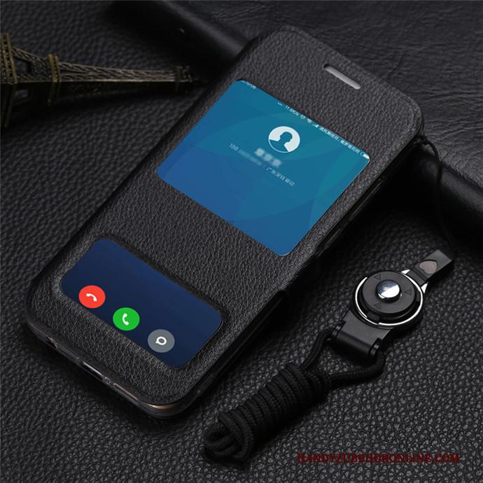Huawei P20 Lite Hoesje Telefoon Rood Bescherming Folio Leren Etui Hanger