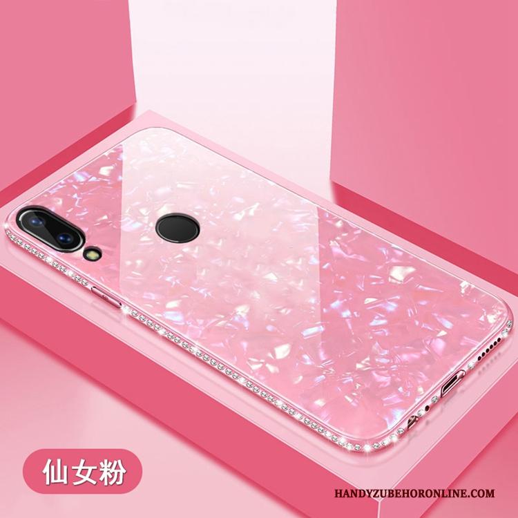 Huawei P20 Lite Zacht Met Strass Anti-fall Roze Hoesje Telefoon