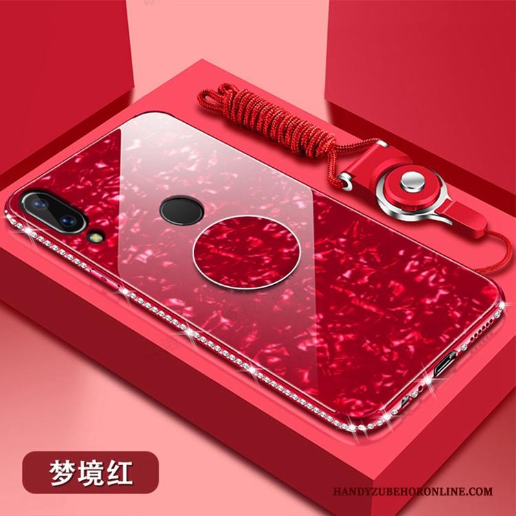 Huawei P20 Lite Zacht Met Strass Anti-fall Roze Hoesje Telefoon