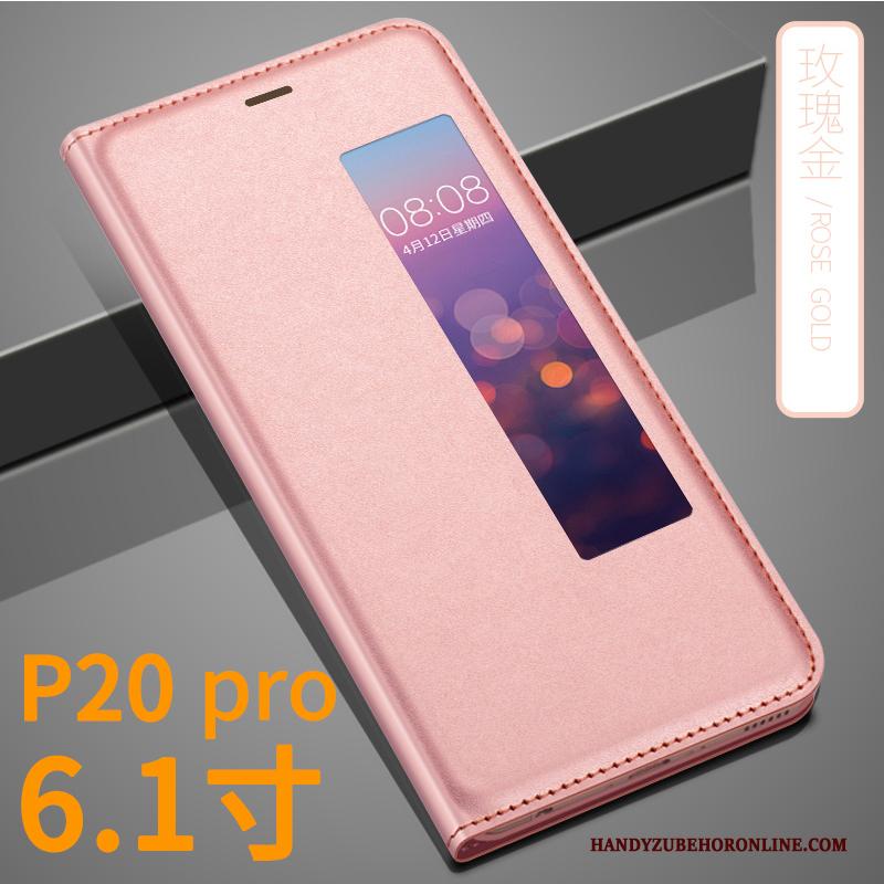 Huawei P20 Pro All Inclusive Bescherming Leren Etui Goud Anti-fall Hoesje Telefoon Folio