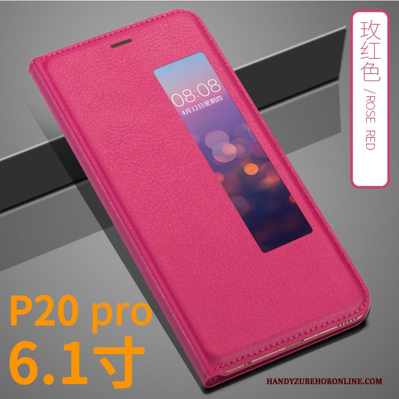 Huawei P20 Pro All Inclusive Bescherming Leren Etui Goud Anti-fall Hoesje Telefoon Folio