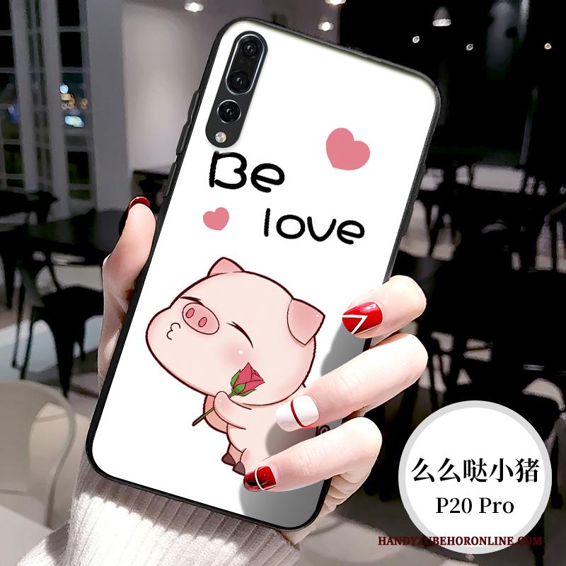 Huawei P20 Pro Glas Hoes Lovers Hoesje Telefoon Spotprent Mooie Wit