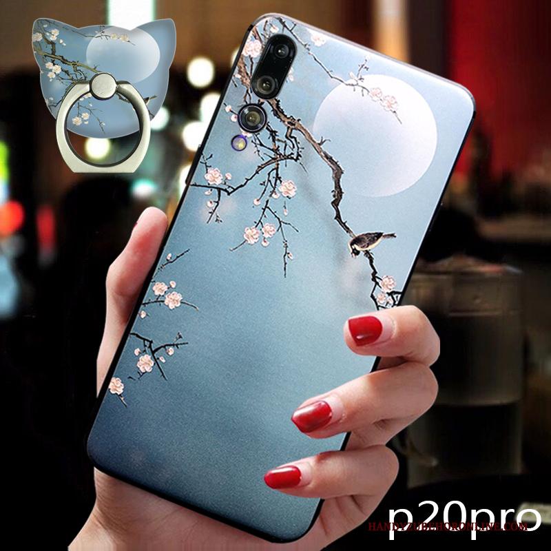 Huawei P20 Pro Hoesje Hanger Wind Chinese Stijl Prunus Siliconen Grijs Vintage