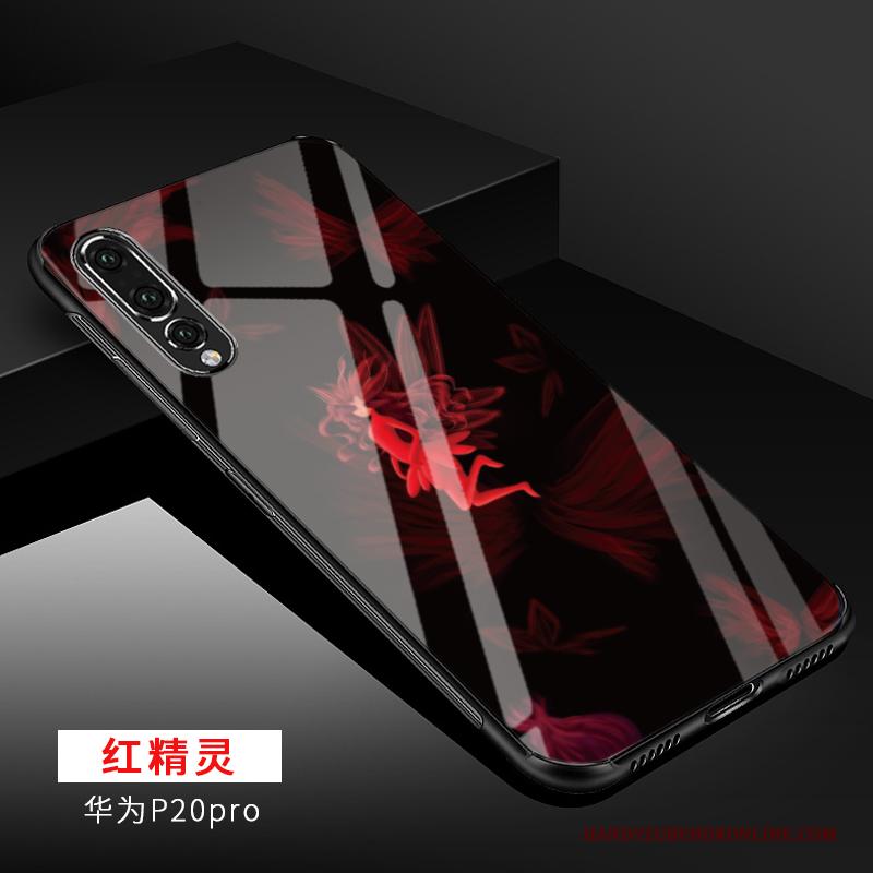 Huawei P20 Pro Hoesje Hoes Elegante Lovers Rood Glas Bescherming Mooie