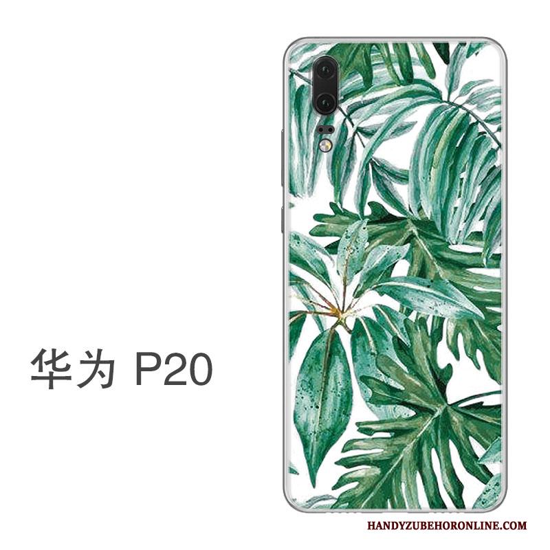 Huawei P20 Reliëf Siliconen Hoesje All Inclusive Zacht Bescherming Groen