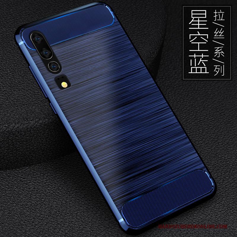 Huawei P30 All Inclusive Anti-fall Hoesje Schrobben Blauw Telefoon Scheppend