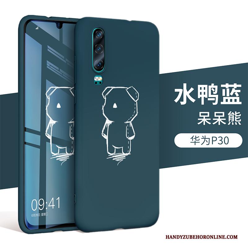 Huawei P30 All Inclusive Zacht Hoesje Telefoon Trendy Merk Bescherming Anti-fall Blauw