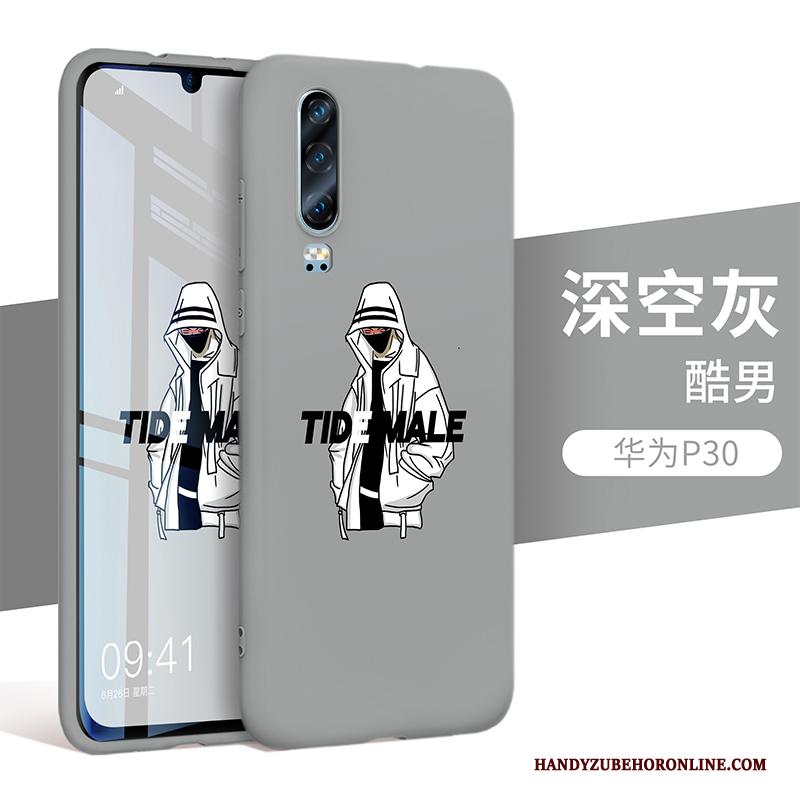Huawei P30 All Inclusive Zacht Hoesje Telefoon Trendy Merk Bescherming Anti-fall Blauw
