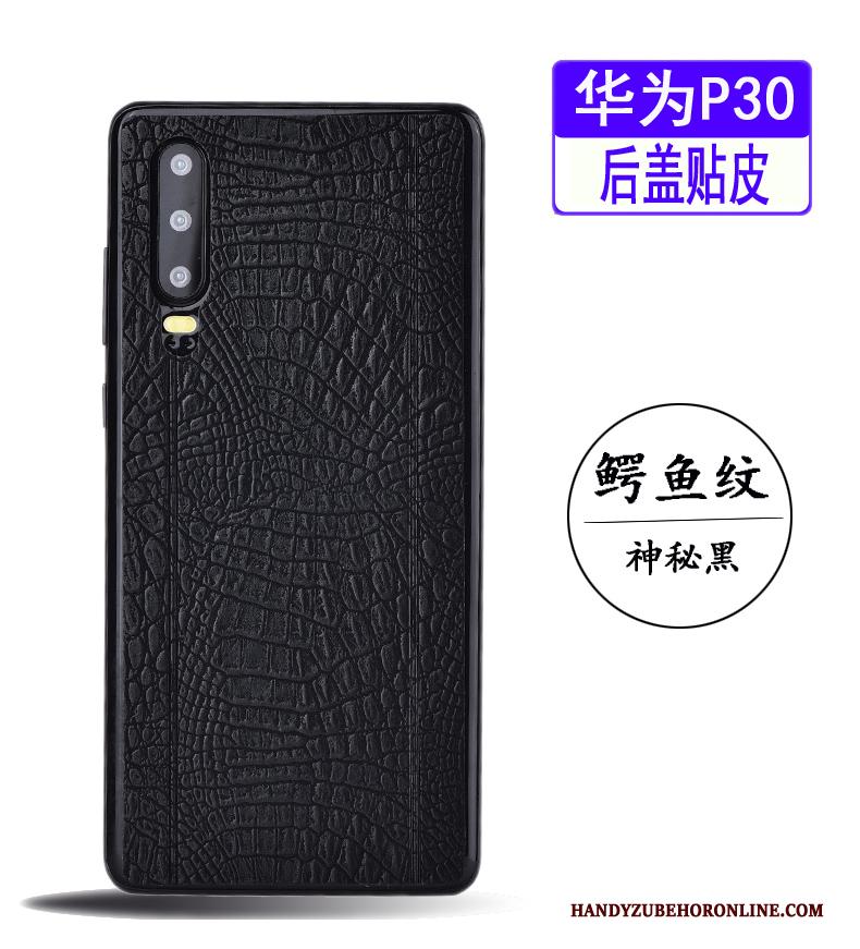 Huawei P30 Blauw Hoesje Telefoon Koe Bedrijf Echt Leer Leren Etui Dun
