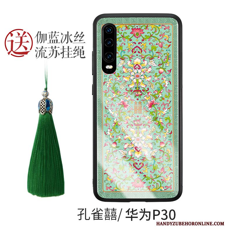 Huawei P30 Glas Anti-fall All Inclusive Groen Hoes Hoesje Telefoon Siliconen