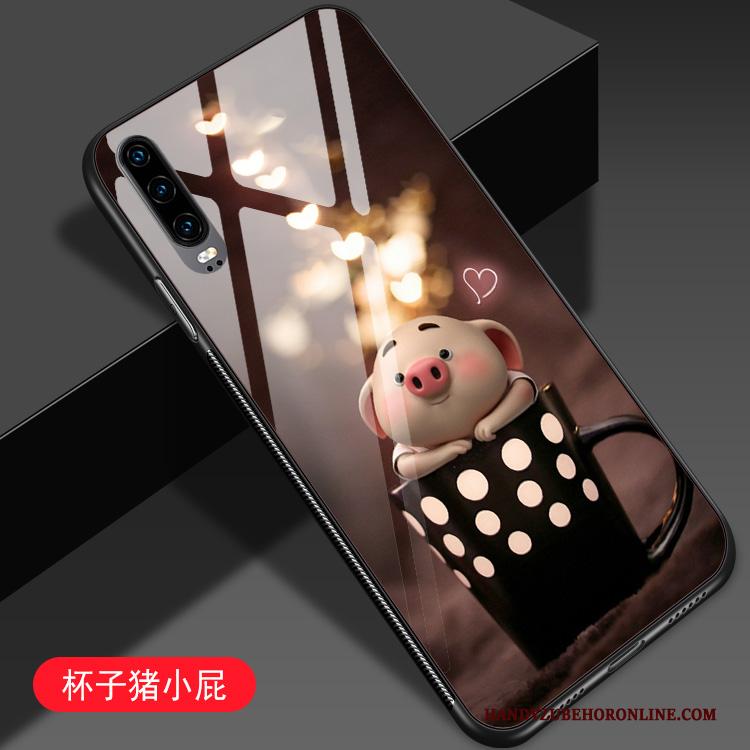 Huawei P30 Glas Scheppend Persoonlijk Anti-fall Hoesje Telefoon Spotprent Mooie