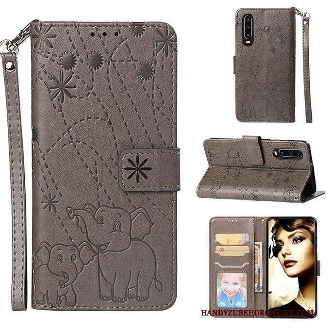 Huawei P30 Hoes Bescherming Purper Anti-fall Mobiele Telefoon Folio Hoesje Telefoon