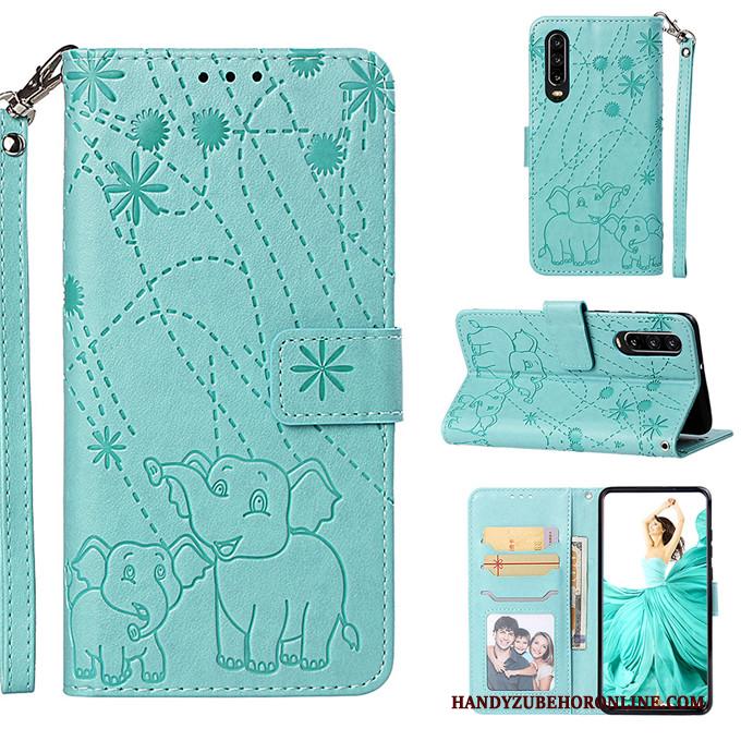 Huawei P30 Hoes Bescherming Purper Anti-fall Mobiele Telefoon Folio Hoesje Telefoon