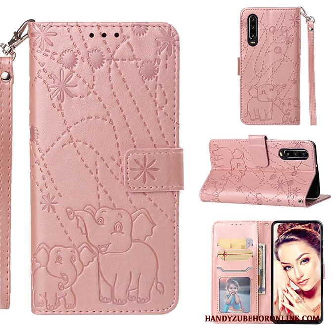 Huawei P30 Hoes Bescherming Purper Anti-fall Mobiele Telefoon Folio Hoesje Telefoon