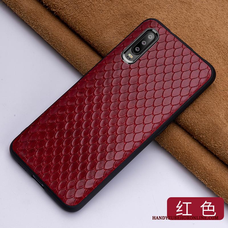 Huawei P30 Hoesje Blauw Persoonlijk High End Echt Leer Hoes Bescherming Trend