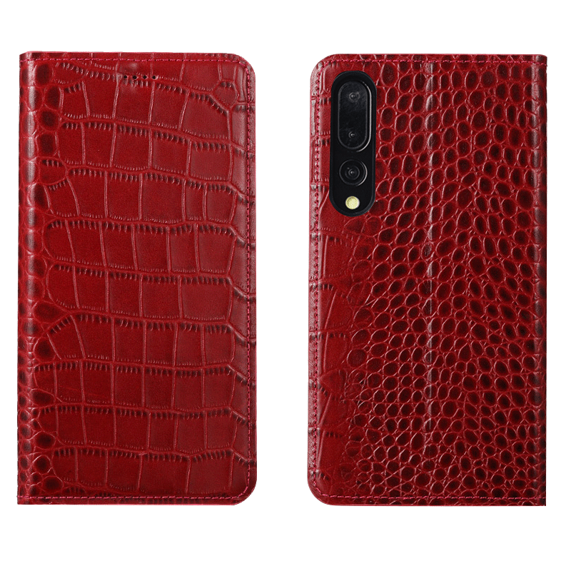 Huawei P30 Hoesje Clamshell Leren Etui Krokodil Anti-fall Mobiele Telefoon Patroon Rood