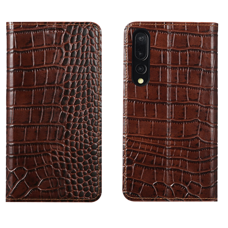 Huawei P30 Hoesje Clamshell Leren Etui Krokodil Anti-fall Mobiele Telefoon Patroon Rood