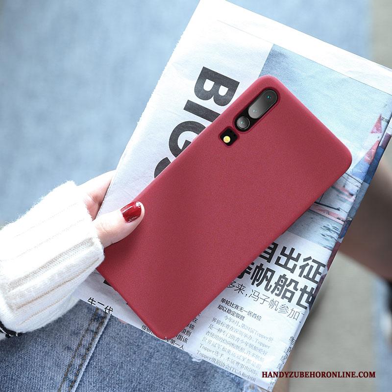 Huawei P30 Hoesje Eenvoudige Licht Zwart Lovers Anti-fall Net Red Effen Kleur