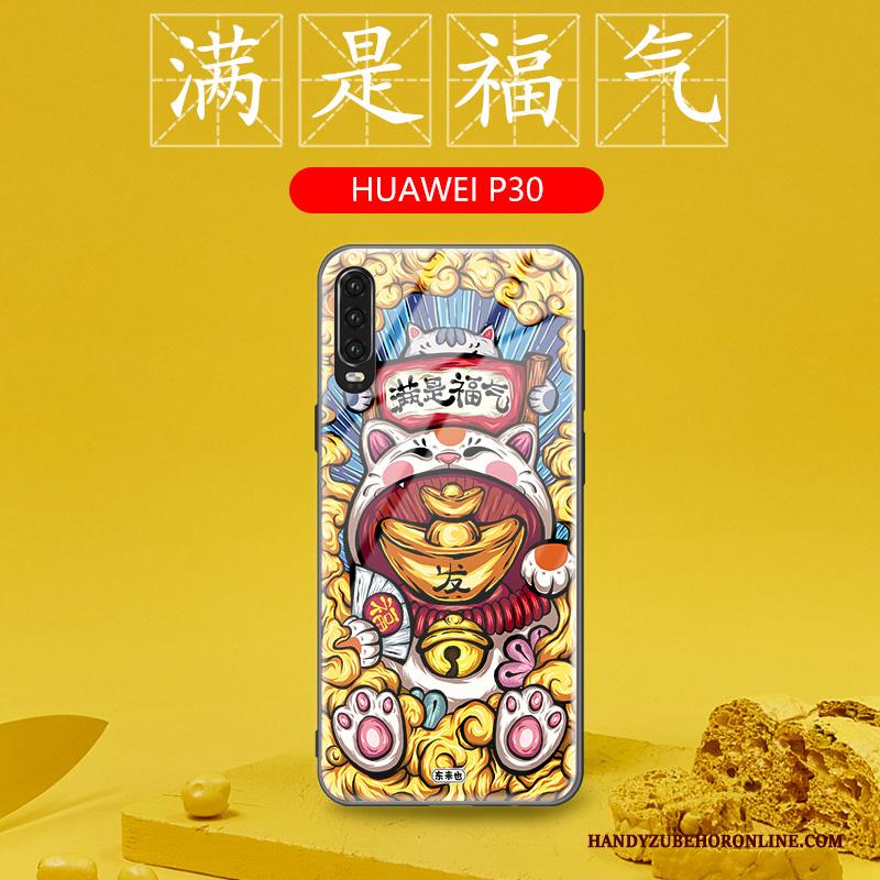 Huawei P30 Hoesje Persoonlijk All Inclusive Glas Groen Chinese Stijl Siliconen Bescherming