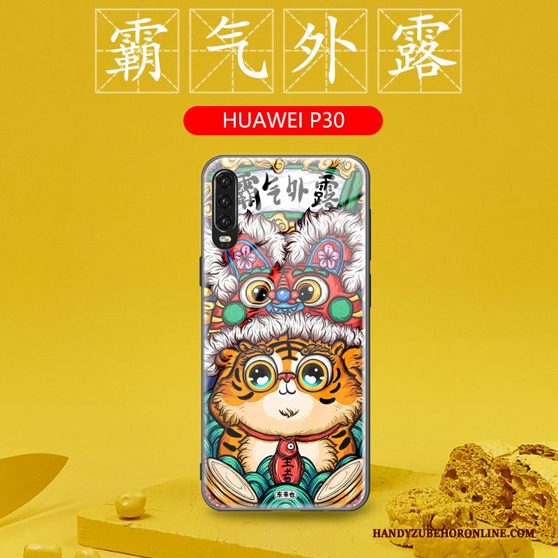 Huawei P30 Hoesje Persoonlijk All Inclusive Glas Groen Chinese Stijl Siliconen Bescherming