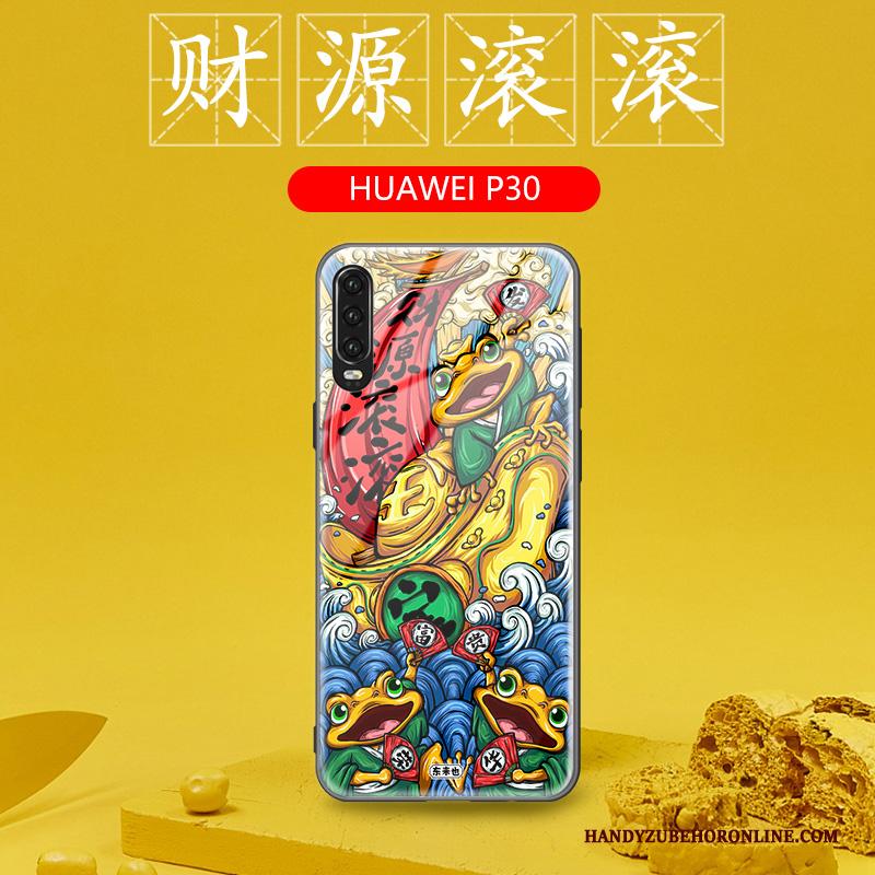 Huawei P30 Hoesje Persoonlijk All Inclusive Glas Groen Chinese Stijl Siliconen Bescherming