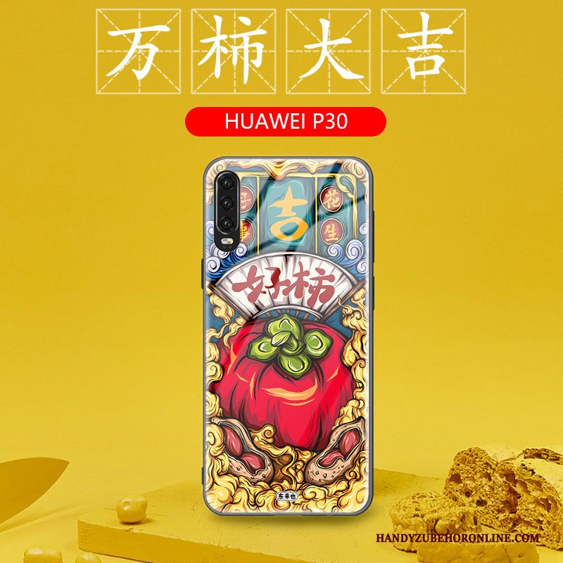 Huawei P30 Hoesje Persoonlijk All Inclusive Glas Groen Chinese Stijl Siliconen Bescherming