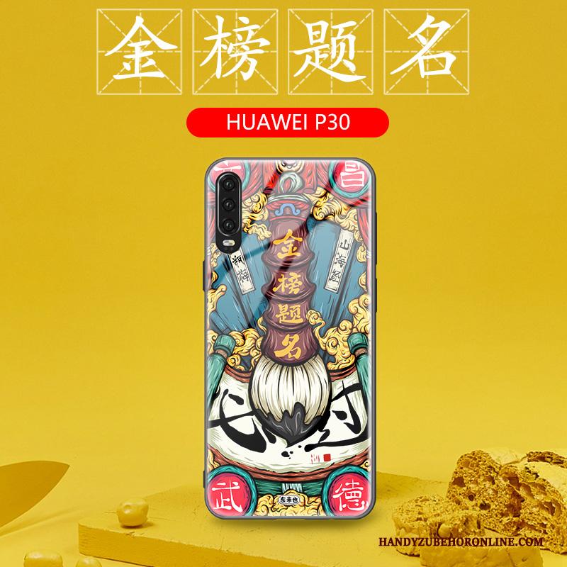 Huawei P30 Hoesje Persoonlijk All Inclusive Glas Groen Chinese Stijl Siliconen Bescherming