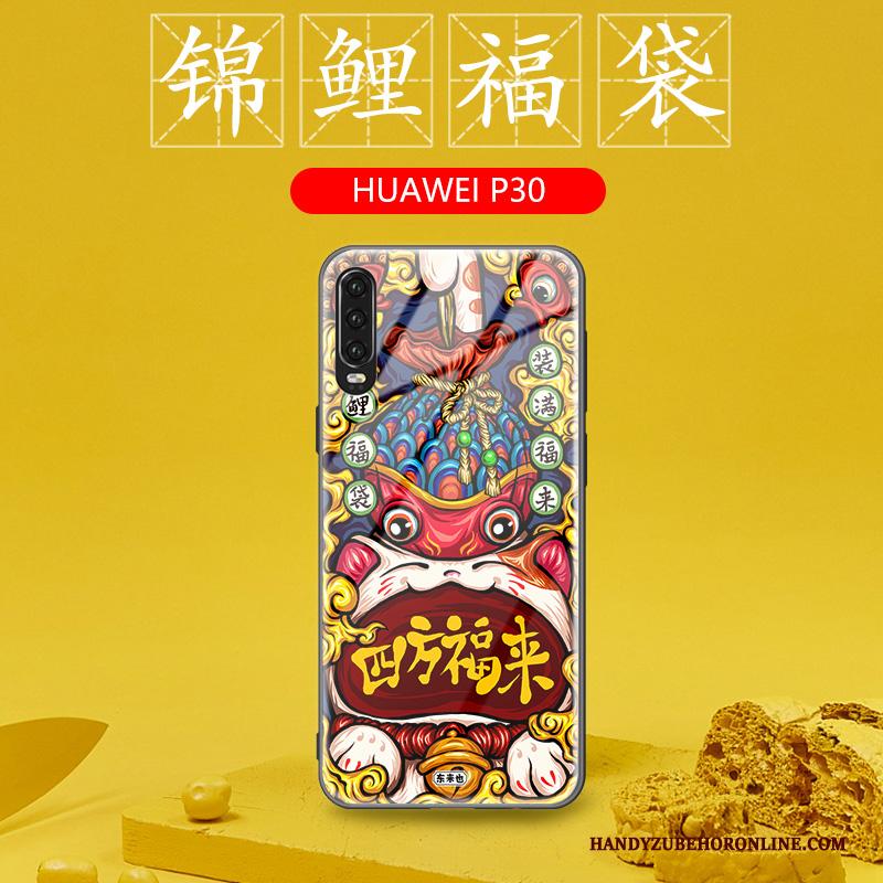 Huawei P30 Hoesje Persoonlijk All Inclusive Glas Groen Chinese Stijl Siliconen Bescherming