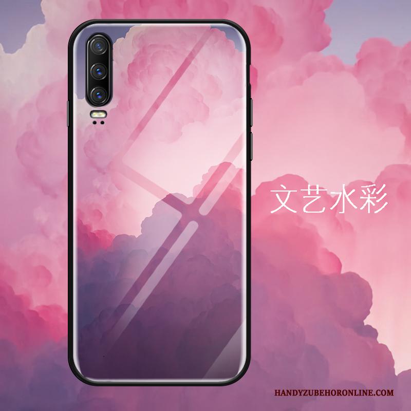 Huawei P30 Hoesje Scheppend Spiegel Hoes Trend Gehard Glas Zacht Mini